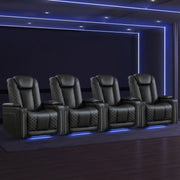 Valentina 35.4'' Wide Modern Faux Leather Power Recliner Home Theater Individual Seat with Cup Holders