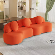 Anneliese 103.5-Inch Wide Modern Curved Armless Sofa in Orange Lamb Velvet
