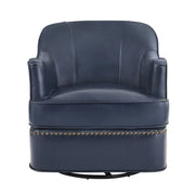 Benson Genuine Leather Swivel Barrel Chair (Set of 2)