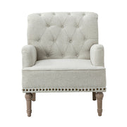 Dolores Armchair with Carved Legs - Oatmeal Color