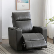 Ethan Modern Power Reclining Faux Leather Home Theater Seats with Cup Holders, Set of 4