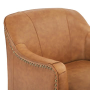 Benson Genuine Leather Swivel Barrel Chair (Set of 2)