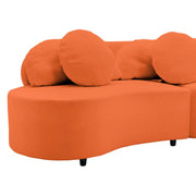 Anneliese 103.5-Inch Wide Modern Curved Armless Sofa in Orange Lamb Velvet