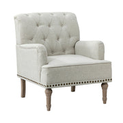 Dolores Armchair with Carved Legs - Oatmeal Color